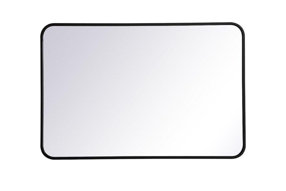 Elegant Furniture & Lighting - Evermore Soft corner metal rectangular mirror 24x36 inch in Black - MR802436BK veiw 1