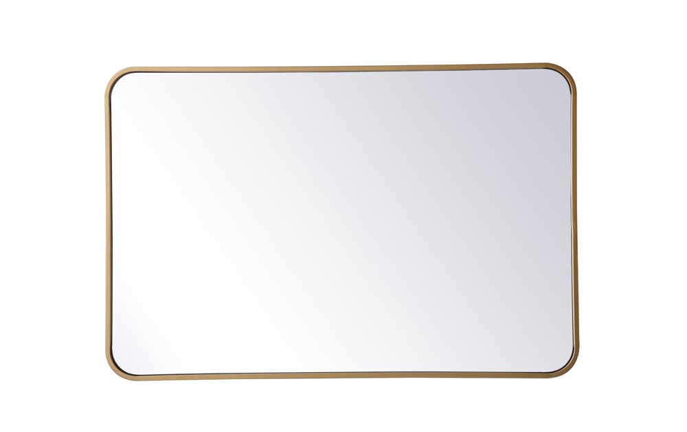 Elegant Furniture & Lighting - Evermore Soft corner metal rectangular mirror 24x36 inch in Brass - MR802436BR veiw 1