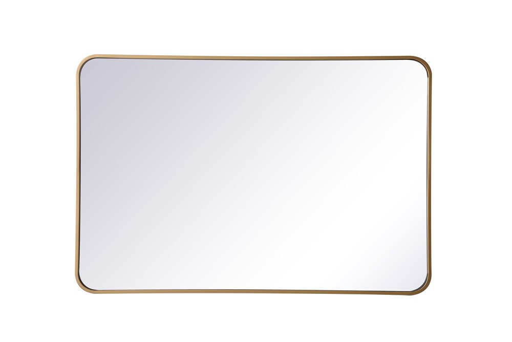 Elegant Furniture & Lighting - Evermore Soft corner metal rectangular mirror 27x40 inch in Brass - MR802740BR veiw 1
