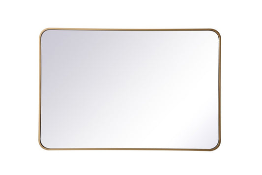 Elegant Furniture & Lighting - Evermore Soft corner metal rectangular mirror 27x40 inch in Brass - MR802740BR veiw 1