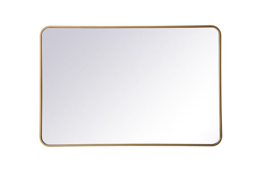 Elegant Furniture & Lighting - Evermore Soft corner metal rectangular mirror 28x42 inch in Brass - MR802842BR veiw 1