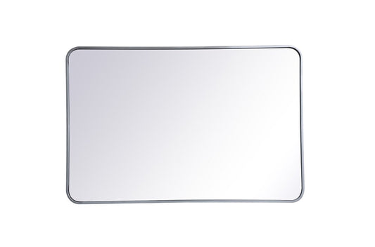 Elegant Furniture & Lighting - Evermore Soft corner metal rectangular mirror 28x42 inch in Silver - MR802842S veiw 1