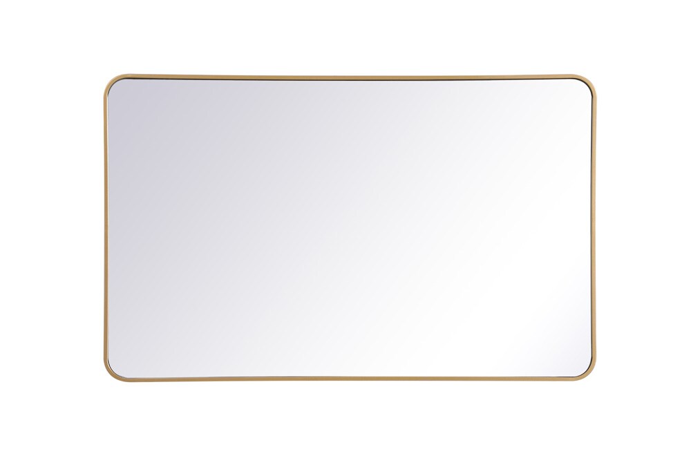 Elegant Furniture & Lighting - Evermore Soft corner metal rectangular mirror 30x48 inch in Brass - MR803048BR veiw 1