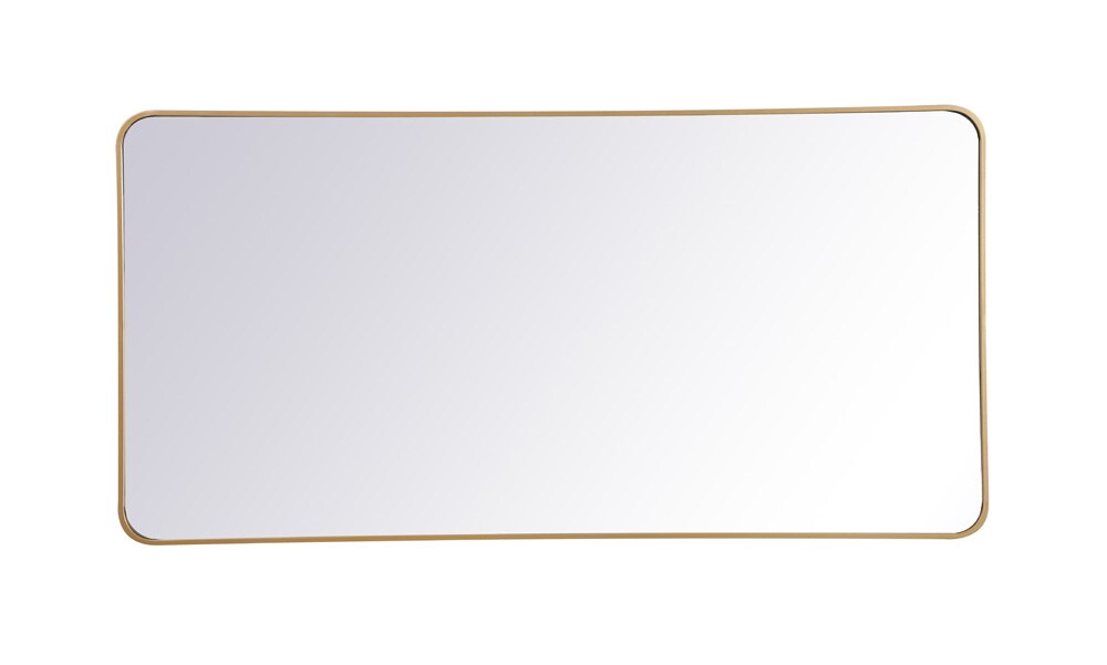Elegant Furniture & Lighting - Evermore Soft corner metal rectangular mirror 30x60 inch in Brass - MR803060BR veiw 1