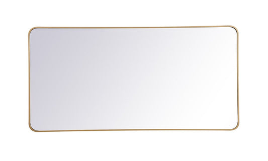 Elegant Furniture & Lighting - Evermore Soft corner metal rectangular mirror 30x60 inch in Brass - MR803060BR veiw 1