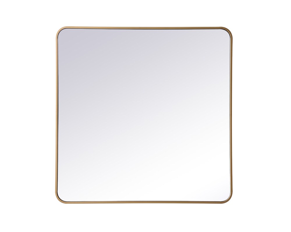 Elegant Furniture & Lighting - Evermore Soft corner metal rectangular mirror 36x36 inch in Brass - MR803636BR veiw 1
