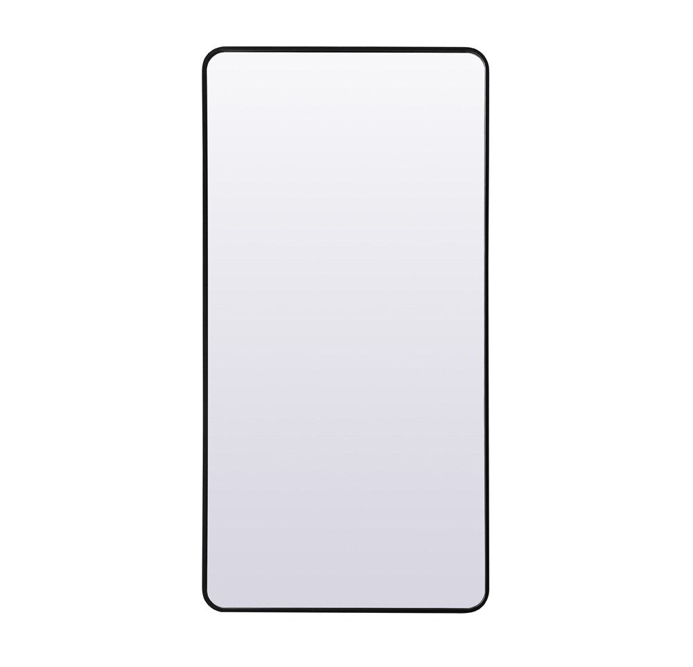 Elegant Furniture & Lighting - Evermore Soft Corner Metal Rectangle Full Length Mirror 30x60 Inch in Black - MR80FL3060BK veiw 1