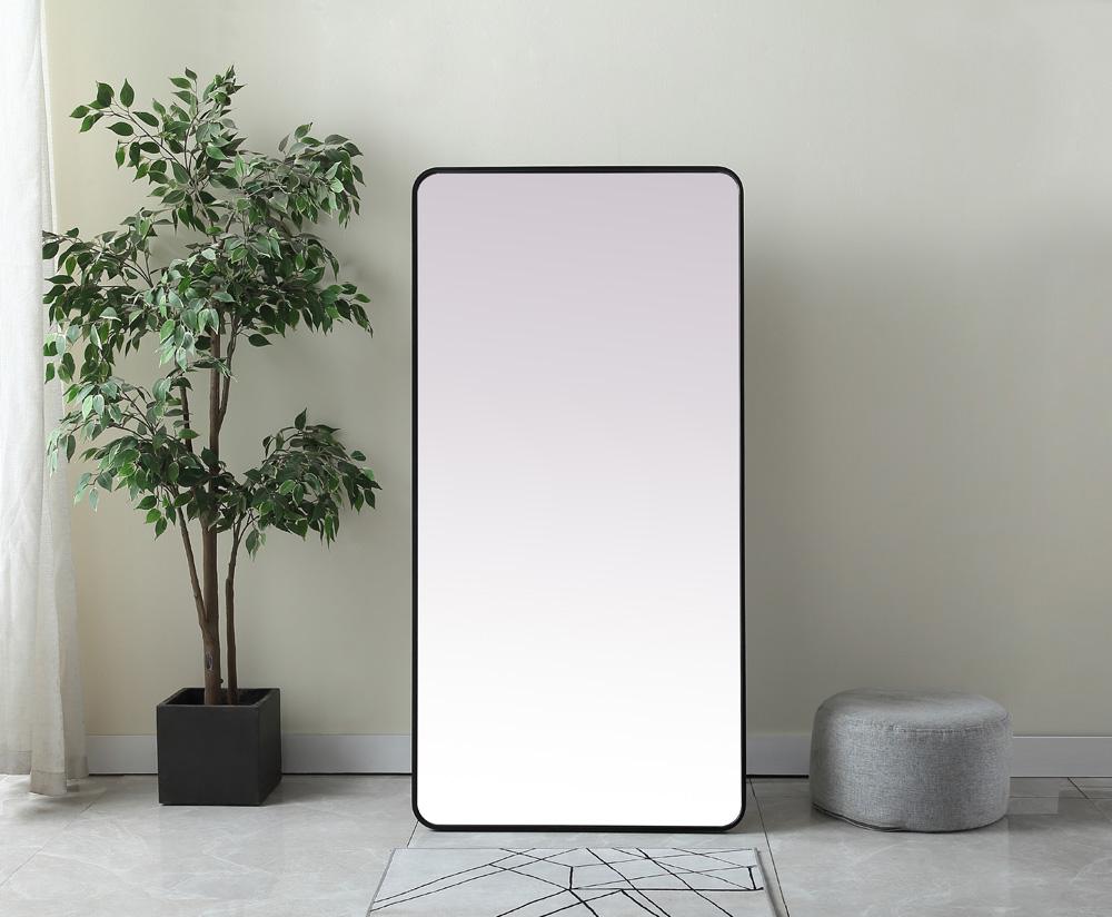 Elegant Furniture & Lighting - Evermore Soft Corner Metal Rectangle Full Length Mirror 30x60 Inch in Black - MR80FL3060BK veiw 2