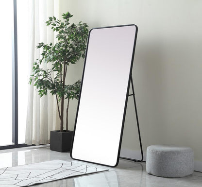 Elegant Furniture & Lighting - Evermore Soft Corner Metal Rectangle Full Length Mirror 30x60 Inch in Black - MR80FL3060BK veiw 3