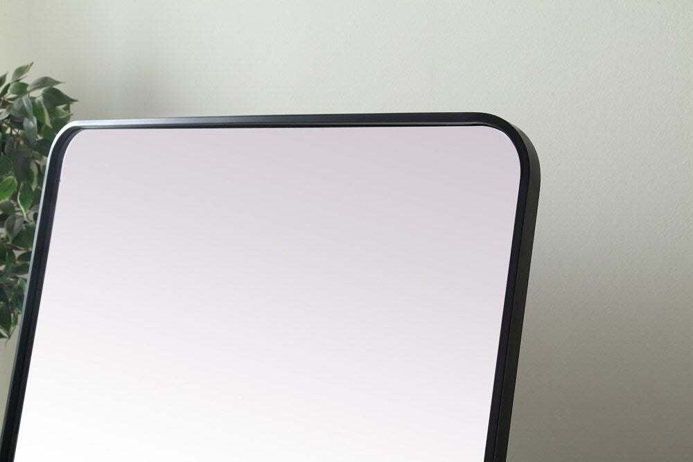 Elegant Furniture & Lighting - Evermore Soft Corner Metal Rectangle Full Length Mirror 30x60 Inch in Black - MR80FL3060BK veiw 4