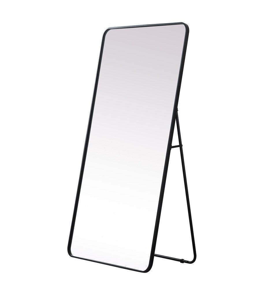 Elegant Furniture & Lighting - Evermore Soft Corner Metal Rectangle Full Length Mirror 30x60 Inch in Black - MR80FL3060BK veiw 7