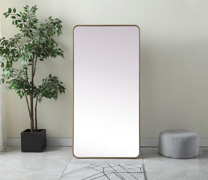 Elegant Furniture & Lighting - Evermore Soft Corner Metal Rectangle Full Length Mirror 30x60 Inch in Brass - MR80FL3060BR veiw 2