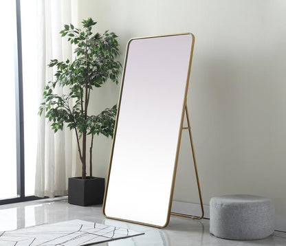 Elegant Furniture & Lighting - Evermore Soft Corner Metal Rectangle Full Length Mirror 30x60 Inch in Brass - MR80FL3060BR veiw 3