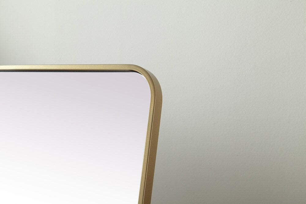 Elegant Furniture & Lighting - Evermore Soft Corner Metal Rectangle Full Length Mirror 30x60 Inch in Brass - MR80FL3060BR veiw 4
