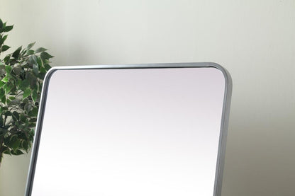 Elegant Furniture & Lighting - Evermore Soft Corner Metal Rectangle Full Length Mirror 30x60 Inch in Silver - MR80FL3060S veiw 4