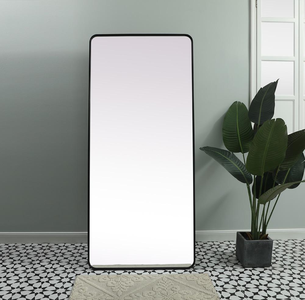 Elegant Furniture & Lighting - Evermore Soft Corner Metal Rectangle Full Length Mirror 32x72 Inch in Black - MR80FL3272BK veiw 2
