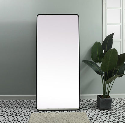 Elegant Furniture & Lighting - Evermore Soft Corner Metal Rectangle Full Length Mirror 32x72 Inch in Black - MR80FL3272BK veiw 2
