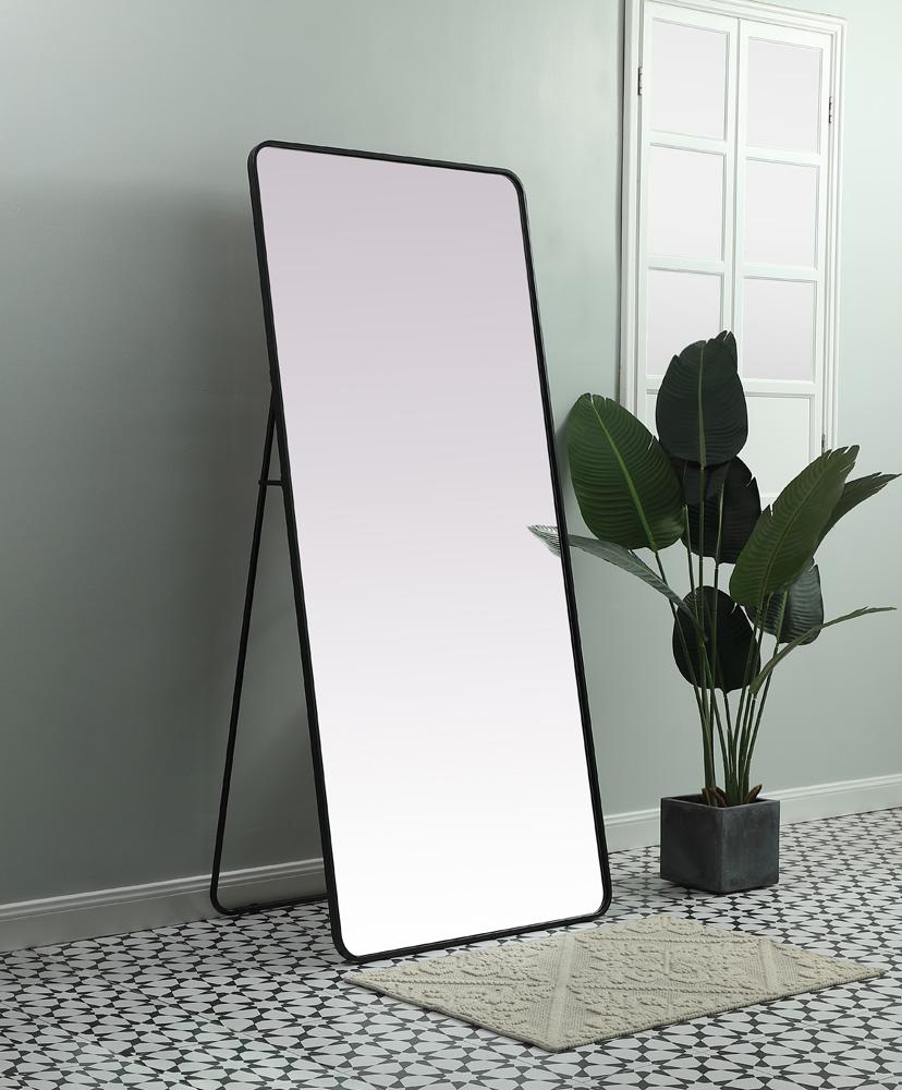 Elegant Furniture & Lighting - Evermore Soft Corner Metal Rectangle Full Length Mirror 32x72 Inch in Black - MR80FL3272BK veiw 4
