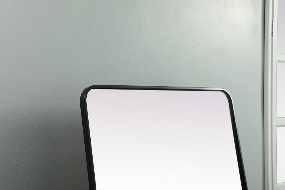 Elegant Furniture & Lighting - Evermore Soft Corner Metal Rectangle Full Length Mirror 32x72 Inch in Black - MR80FL3272BK veiw 6