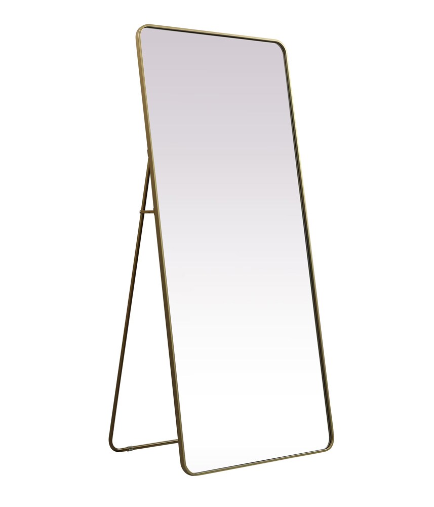Elegant Furniture & Lighting - Evermore Soft Corner Metal Rectangle Full Length Mirror 32x72 Inch in Brass - MR80FL3272BR veiw 1