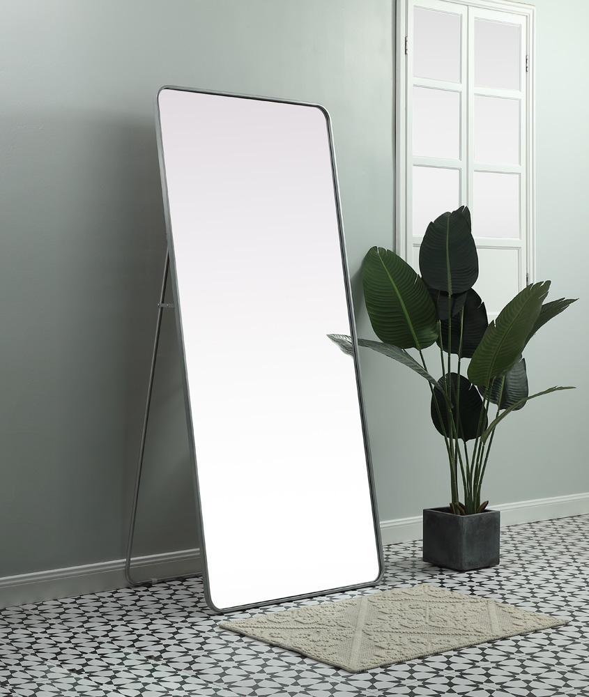 Elegant Furniture & Lighting - Evermore Soft Corner Metal Rectangle Full Length Mirror 32x72 Inch in Silver - MR80FL3272S veiw 3