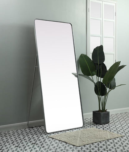 Elegant Furniture & Lighting - Evermore Soft Corner Metal Rectangle Full Length Mirror 32x72 Inch in Silver - MR80FL3272S veiw 3