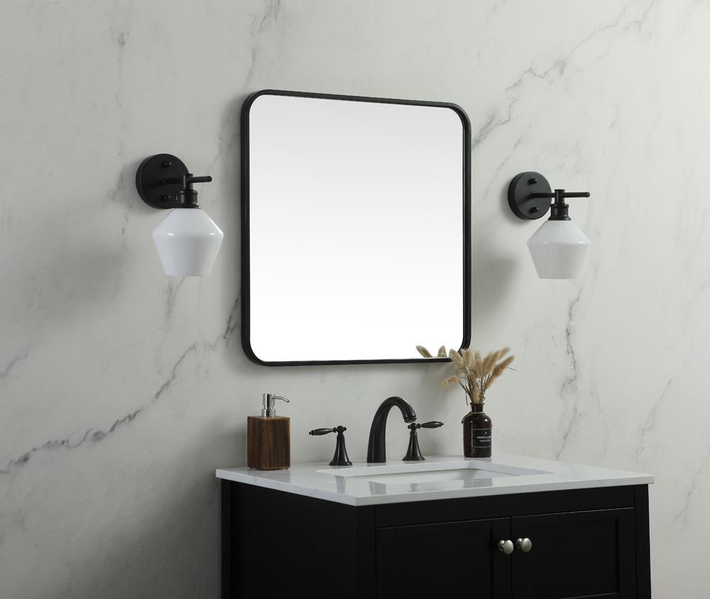 Elegant Furniture & Lighting - Evermore Soft corner metal square mirror 24x24 inch in Black - MR802424BK veiw 3