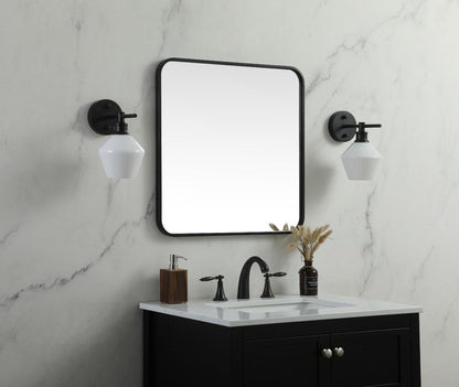 Elegant Furniture & Lighting - Evermore Soft corner metal square mirror 24x24 inch in Black - MR802424BK veiw 3