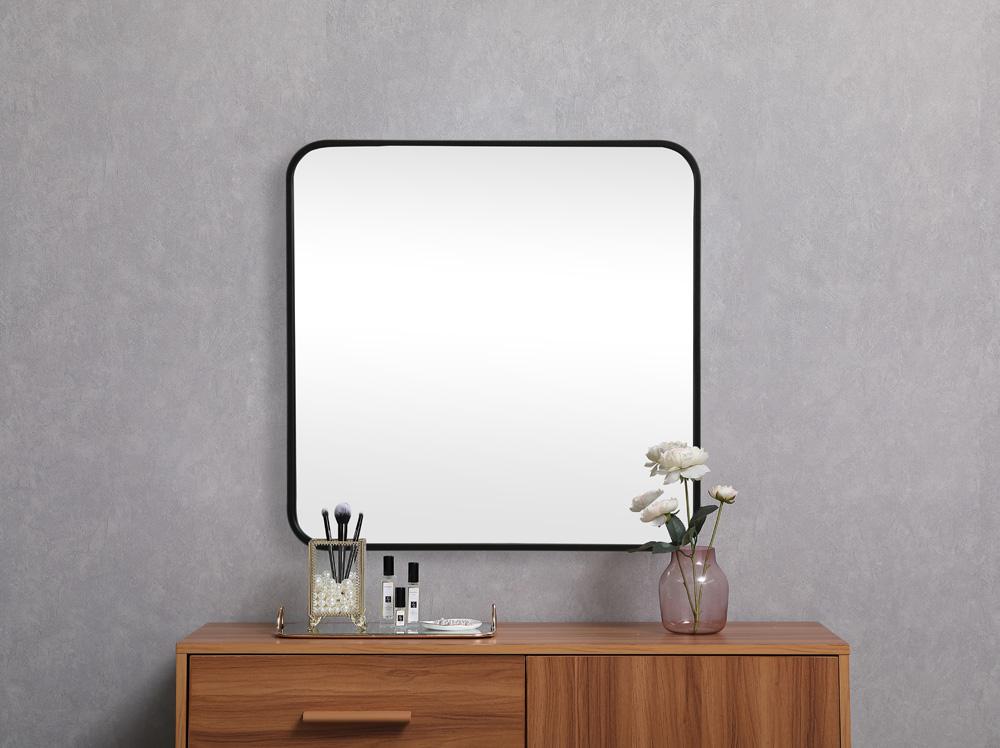 Elegant Furniture & Lighting - Evermore Soft corner metal square mirror 24x24 inch in Black - MR802424BK veiw 4