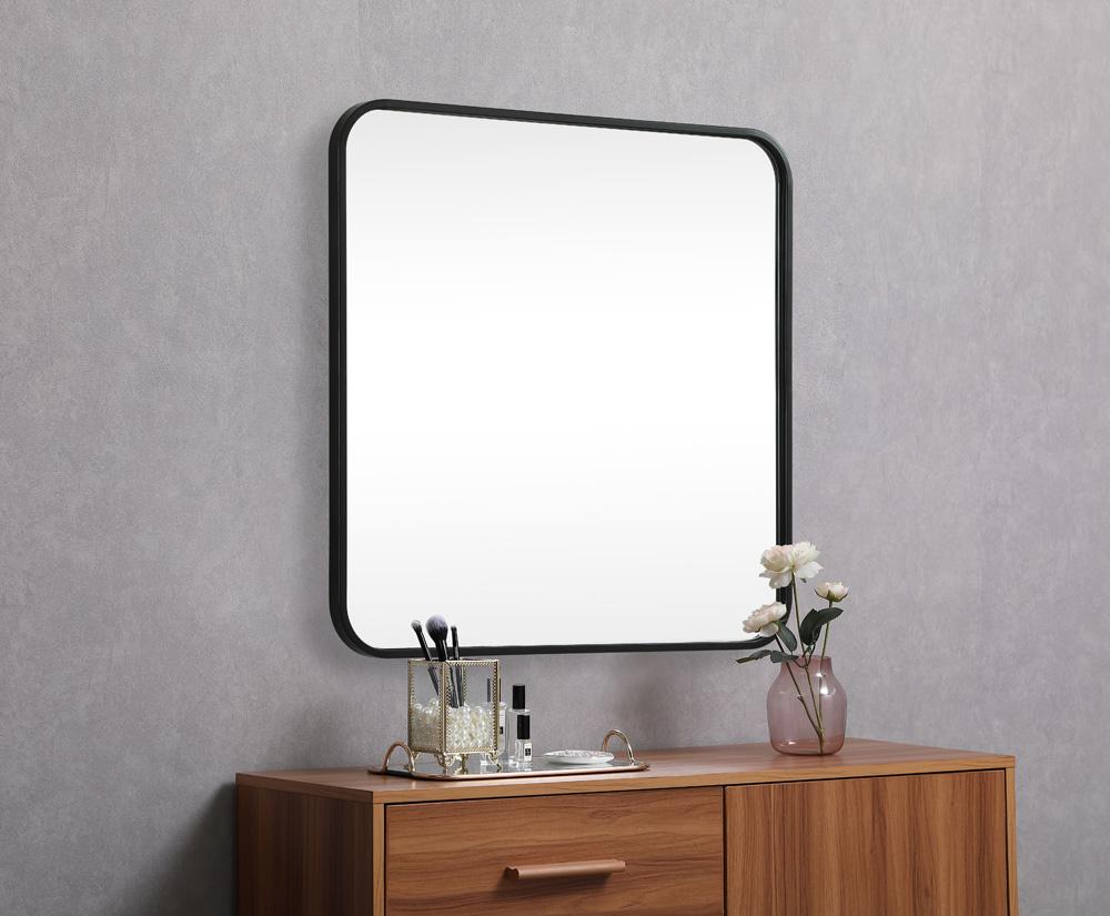 Elegant Furniture & Lighting - Evermore Soft corner metal square mirror 24x24 inch in Black - MR802424BK veiw 5