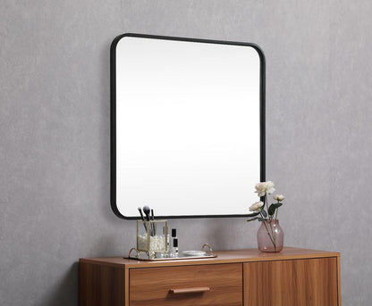 Elegant Furniture & Lighting - Evermore Soft corner metal square mirror 24x24 inch in Black - MR802424BK veiw 5