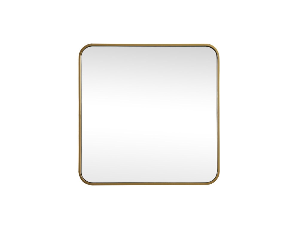 Elegant Furniture & Lighting - Evermore Soft corner metal square mirror 24x24 inch in Brass - MR802424BR veiw 1