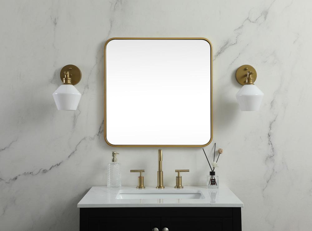 Elegant Furniture & Lighting - Evermore Soft corner metal square mirror 24x24 inch in Brass - MR802424BR veiw 2