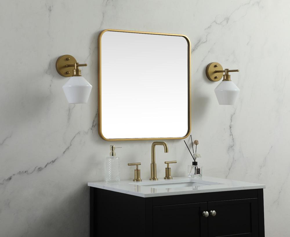 Elegant Furniture & Lighting - Evermore Soft corner metal square mirror 24x24 inch in Brass - MR802424BR veiw 3