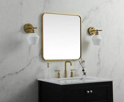 Elegant Furniture & Lighting - Evermore Soft corner metal square mirror 24x24 inch in Brass - MR802424BR veiw 3