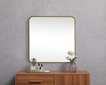 Elegant Furniture & Lighting - Evermore Soft corner metal square mirror 24x24 inch in Brass - MR802424BR veiw 4