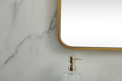 Elegant Furniture & Lighting - Evermore Soft corner metal square mirror 24x24 inch in Brass - MR802424BR veiw 6