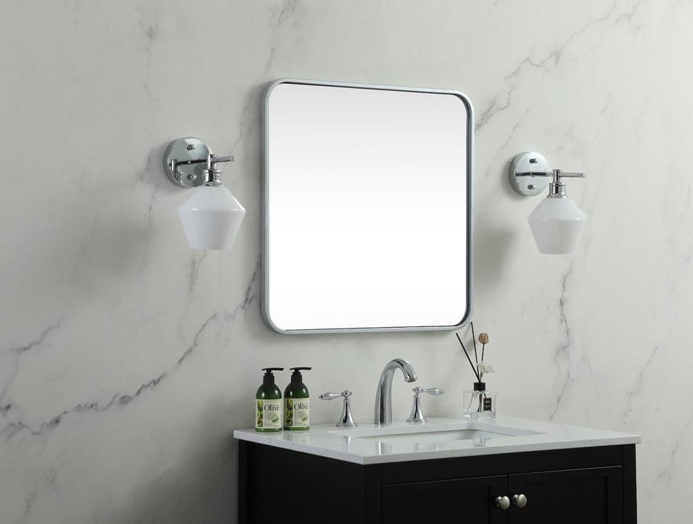 Elegant Furniture & Lighting - Evermore Soft corner metal square mirror 24x24 inch in Silver - MR802424S veiw 3