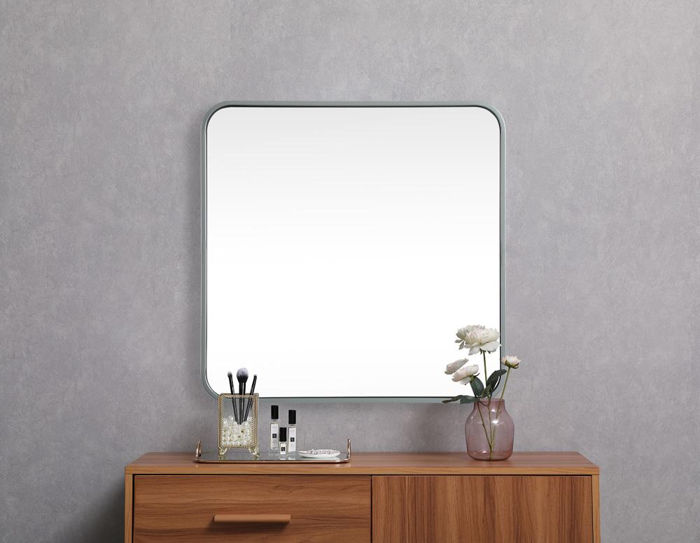 Elegant Furniture & Lighting - Evermore Soft corner metal square mirror 24x24 inch in Silver - MR802424S veiw 4