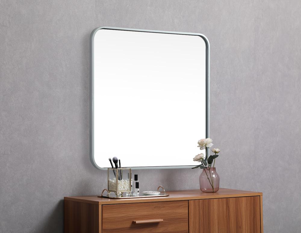 Elegant Furniture & Lighting - Evermore Soft corner metal square mirror 24x24 inch in Silver - MR802424S veiw 5