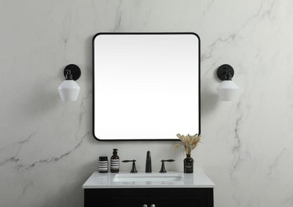 Elegant Furniture & Lighting - Evermore Soft corner metal square mirror 30x30 inch in Black - MR803030BK veiw 2