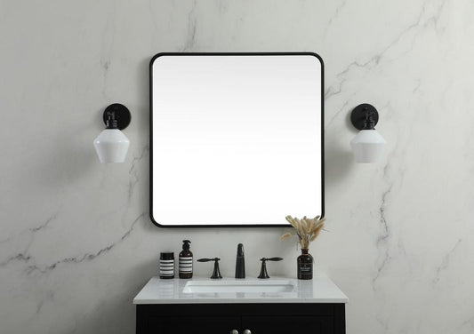 Elegant Furniture & Lighting - Evermore Soft corner metal square mirror 30x30 inch in Black - MR803030BK veiw 2