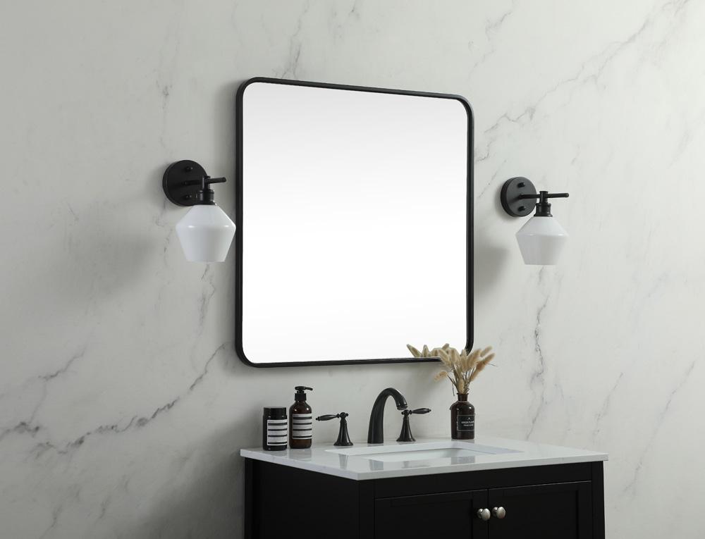 Elegant Furniture & Lighting - Evermore Soft corner metal square mirror 30x30 inch in Black - MR803030BK veiw 3
