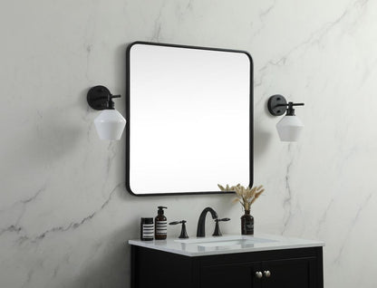 Elegant Furniture & Lighting - Evermore Soft corner metal square mirror 30x30 inch in Black - MR803030BK veiw 3