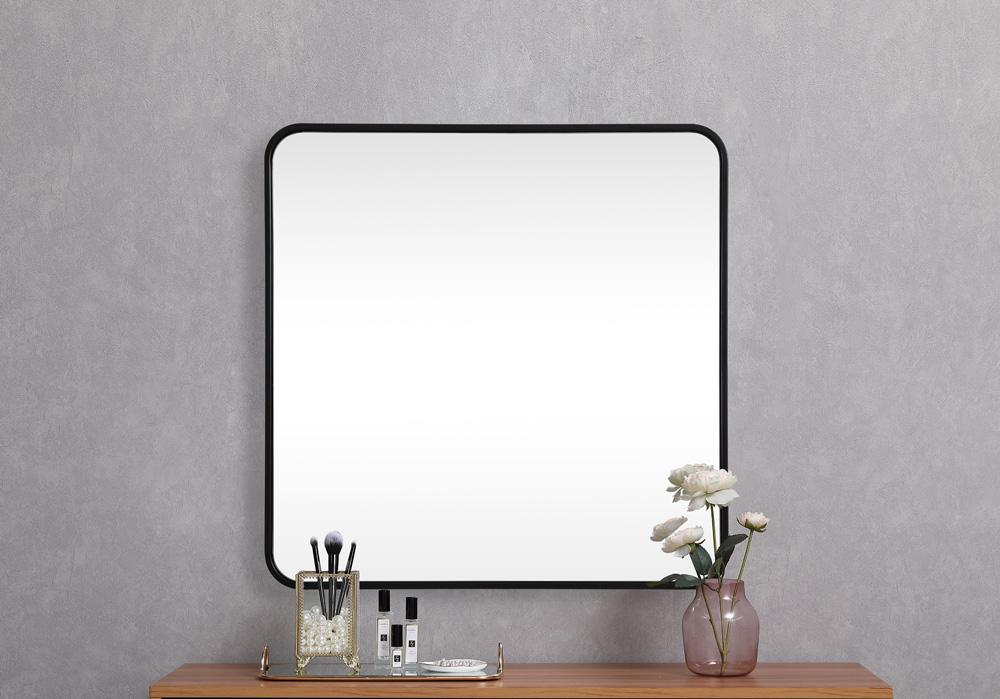 Elegant Furniture & Lighting - Evermore Soft corner metal square mirror 30x30 inch in Black - MR803030BK veiw 4