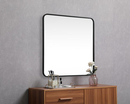Elegant Furniture & Lighting - Evermore Soft corner metal square mirror 30x30 inch in Black - MR803030BK veiw 5