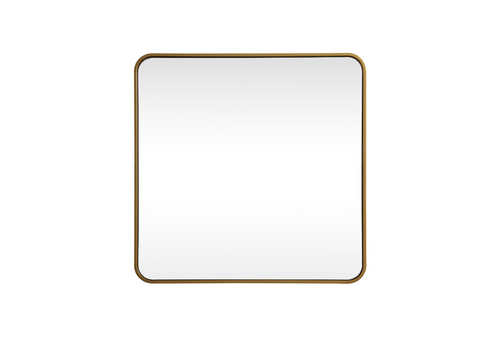 Elegant Furniture & Lighting - Evermore Soft corner metal square mirror 30x30 inch in Brass - MR803030BR veiw 1
