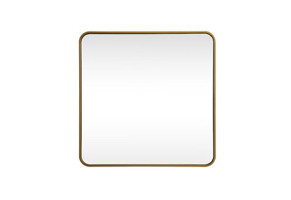 Elegant Furniture & Lighting - Evermore Soft corner metal square mirror 30x30 inch in Brass - MR803030BR veiw 1