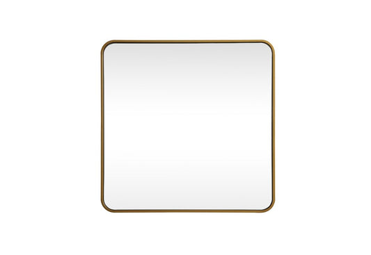 Elegant Furniture & Lighting - Evermore Soft corner metal square mirror 30x30 inch in Brass - MR803030BR veiw 1
