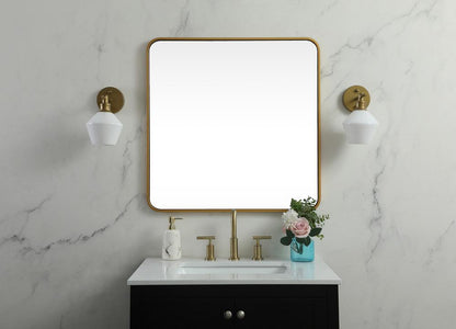 Elegant Furniture & Lighting - Evermore Soft corner metal square mirror 30x30 inch in Brass - MR803030BR veiw 2